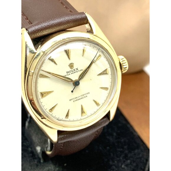 Rolex Oyster Precision Men's Watch Vintage Swiss Automatic 14k Gold Case 34mm - Picture 13 of 14